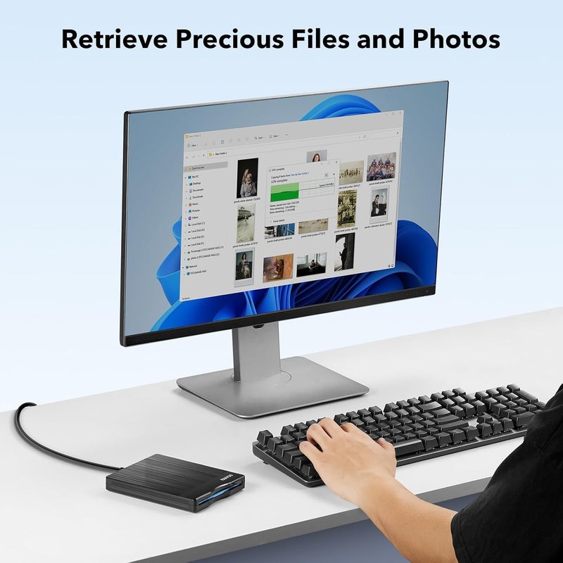 RAAYOO Floppy Disk Reader 3.5 inch USB Floppy Disk Drive External 3 1/2 floppy disc reader Portable Floppy Diskette Drive USB C For PC Laptop Notebook Computer With Windows 11/10 (Brushed Texture, 3.5 inch) - Image 4